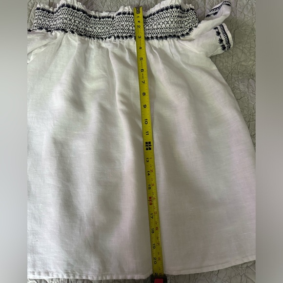 NWT, Ann Taylor Womens Short Sleeve Smocked Off Shoulder, small, linen, cotton - Picture 12 of 12